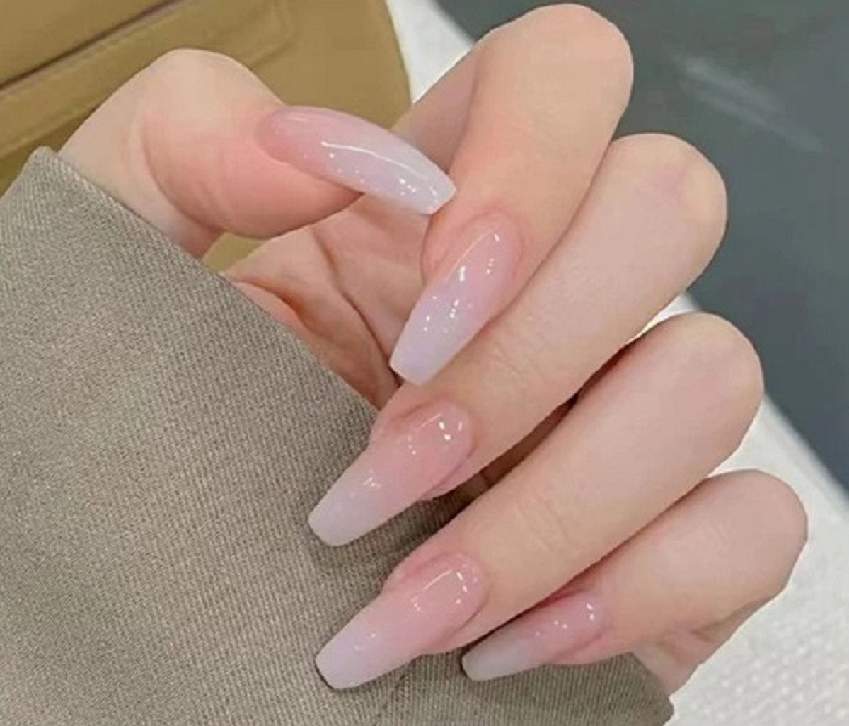 Press on Nails - Roze Naturel Doorzichtig - Coffin