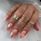 Press on Nails - Roze Oranje Floral - Almond