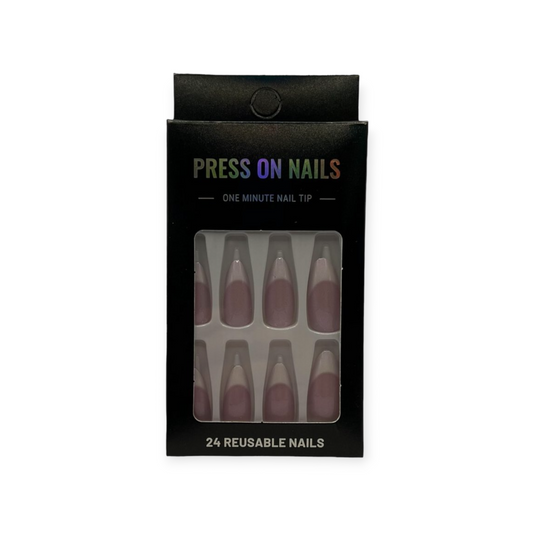 Press on Nails - Roze Paars Glossy - Almond