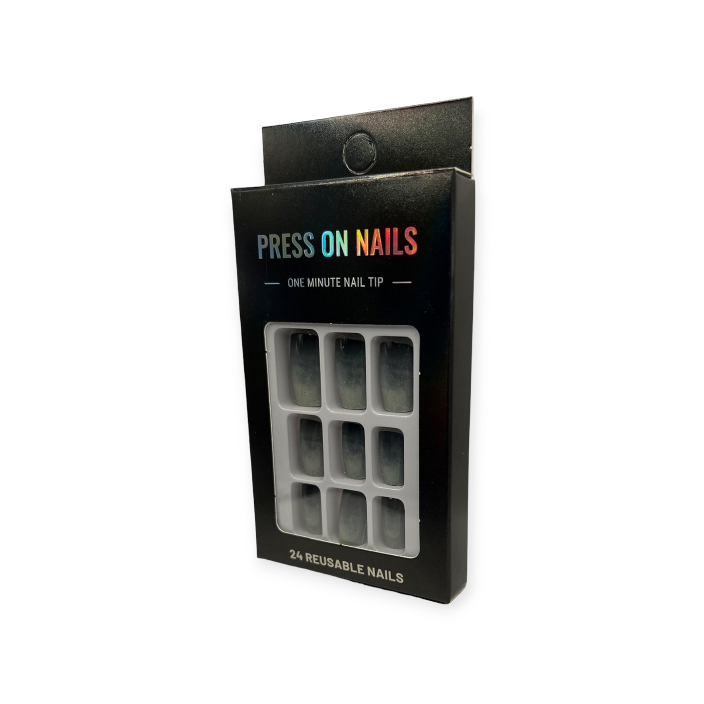 Press on Nails - Marble Grijs - Squared Oval