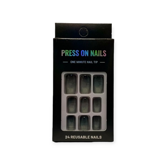 Press on Nails - Marble Grijs - Squared Oval