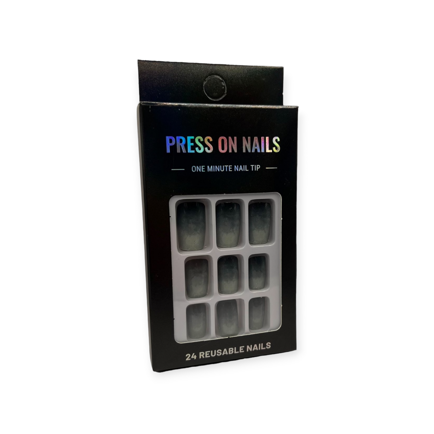 Press on Nails - Marble Grijs - Squared Oval