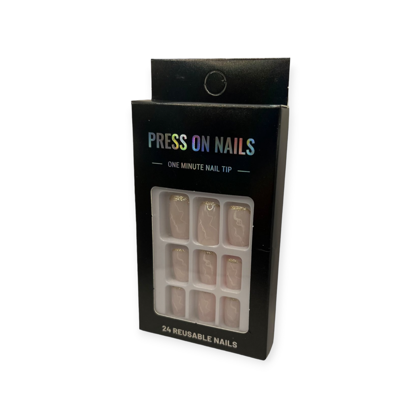 Press on Nails - Goud Roze Marble - Squared Oval