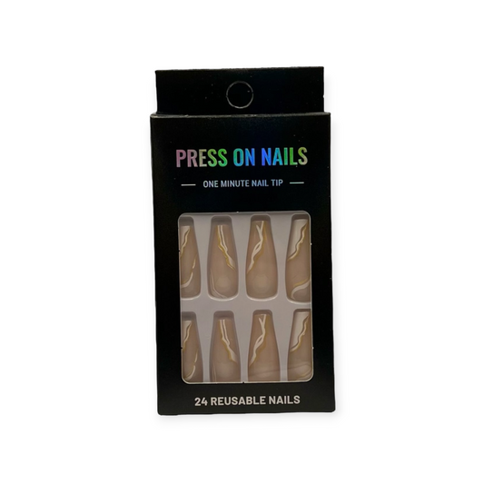 Press on Nails - Goud Marble - Coffin