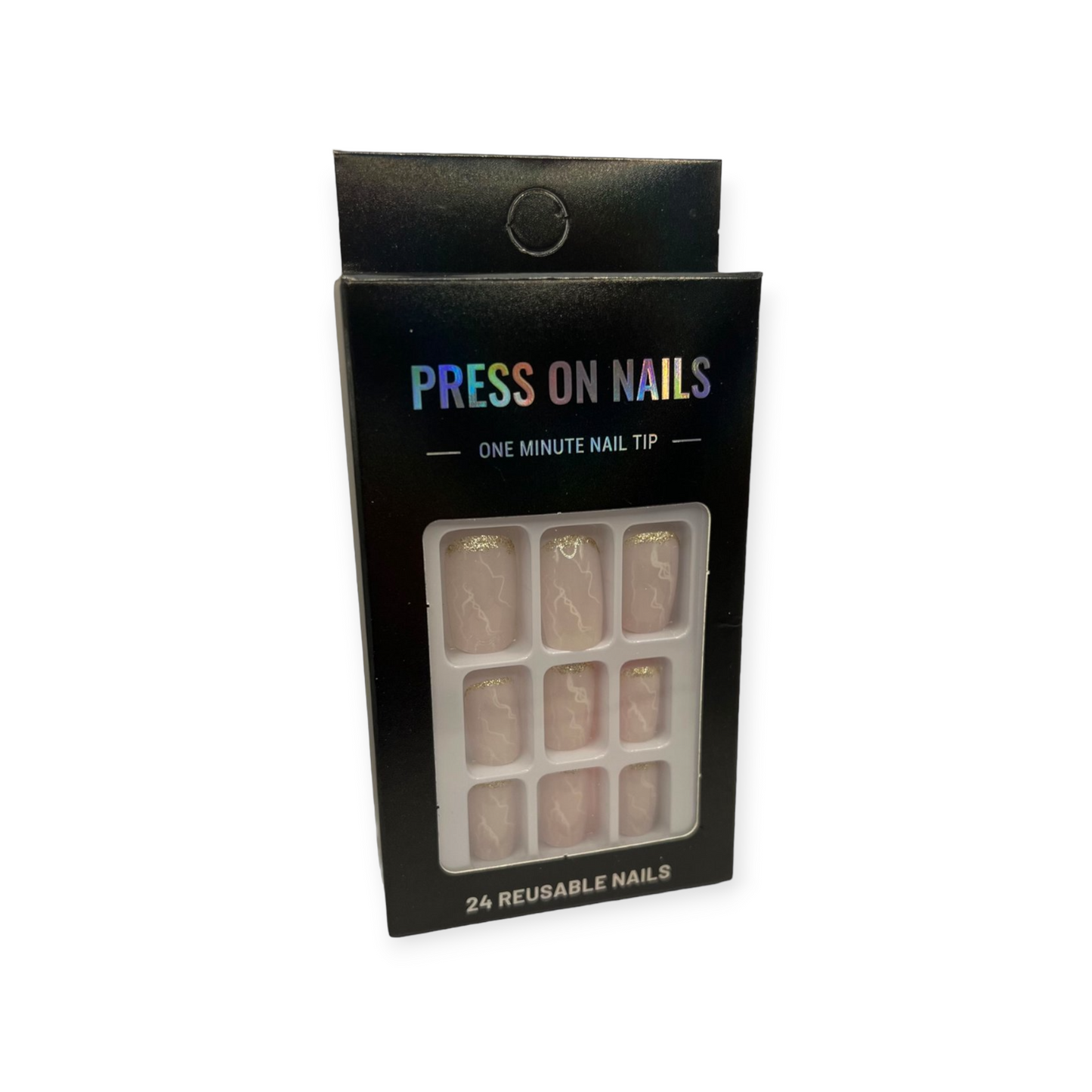 Press on Nails - Goud Roze Marble - Squared Oval