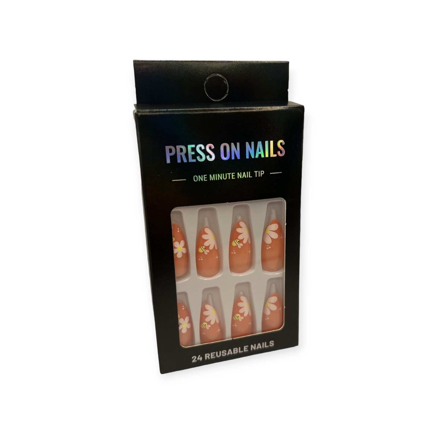 Press on Nails - Roze Oranje Floral - Almond