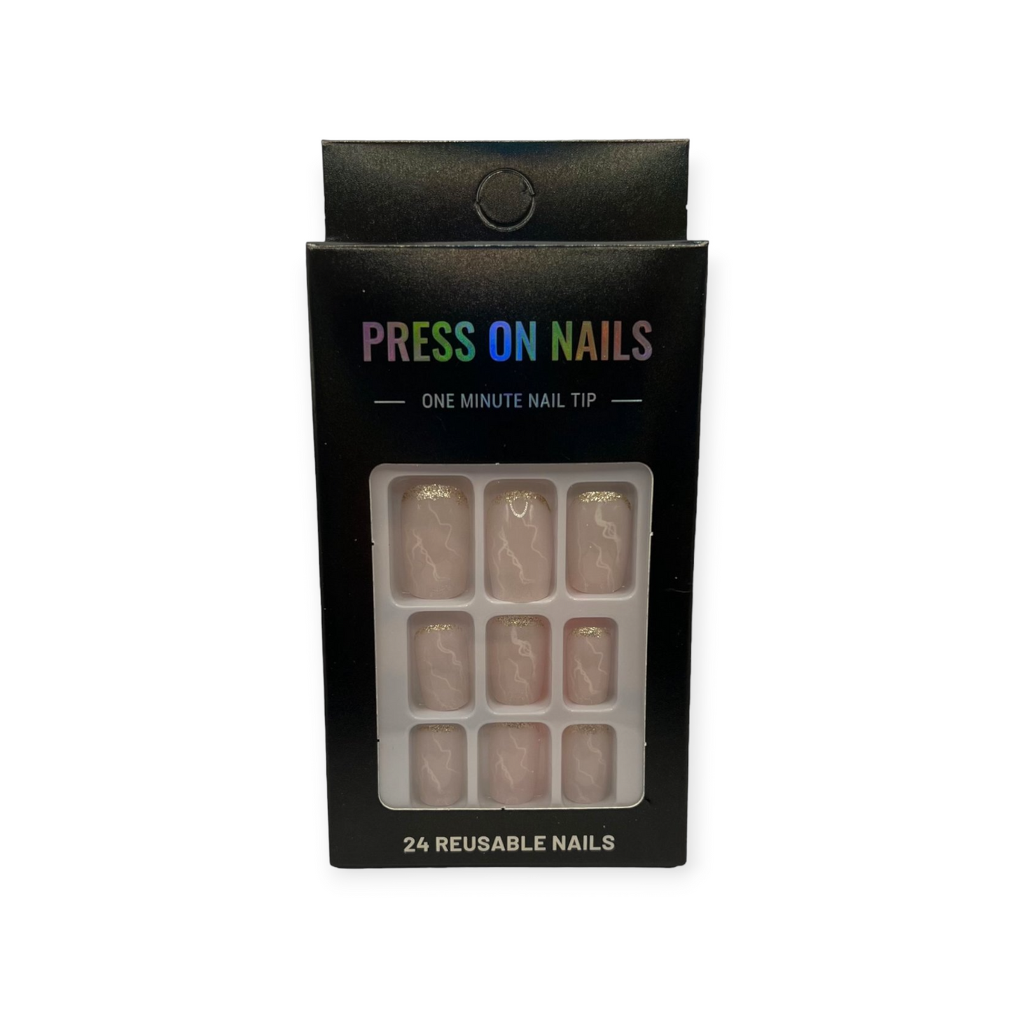 Press on Nails - Goud Roze Marble - Squared Oval