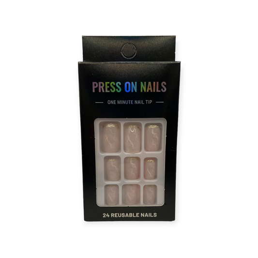 Press on Nails - Goud Roze Marble - Squared Oval