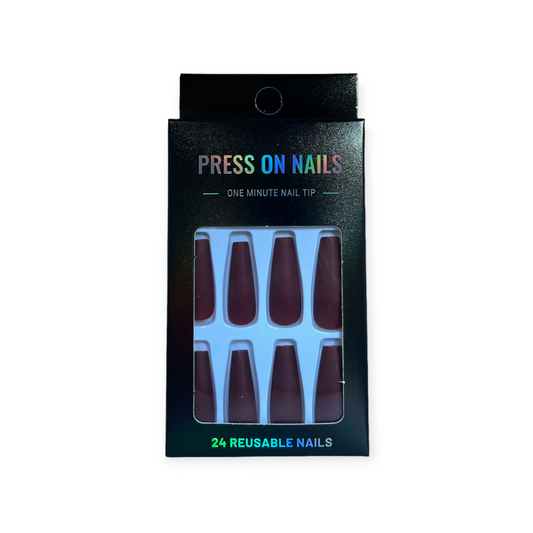 Press on Nails - Bruin Rood - Coffin