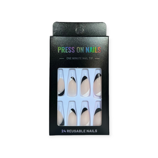 Press on Nails - Zwart en Wit - Almond