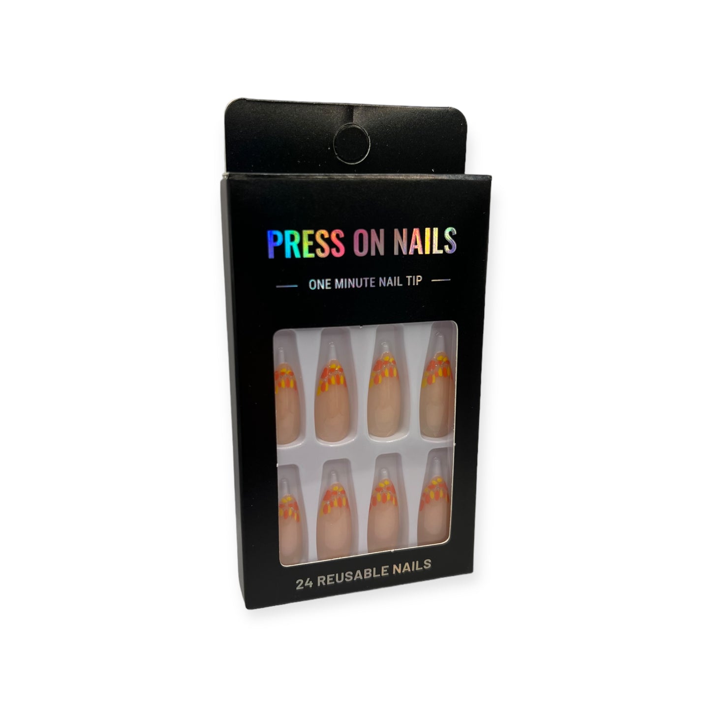 Press on Nails - Oranje Floral - Almond