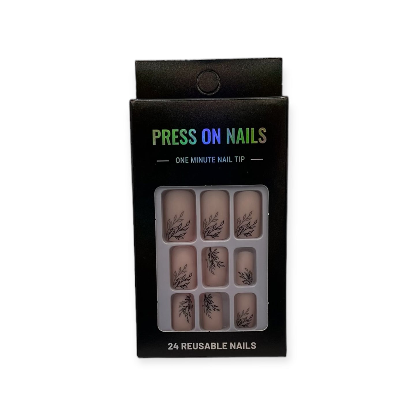 Press on Nails - Nude Floral - Short Oval