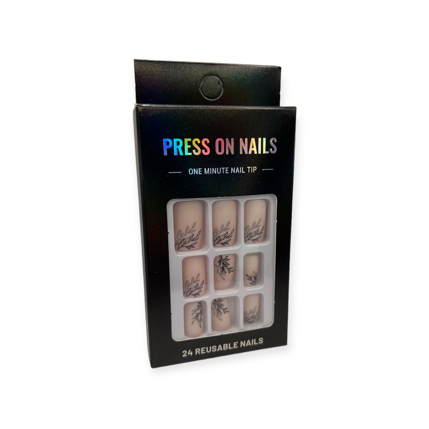 Press on Nails - Nude Floral - Short Oval