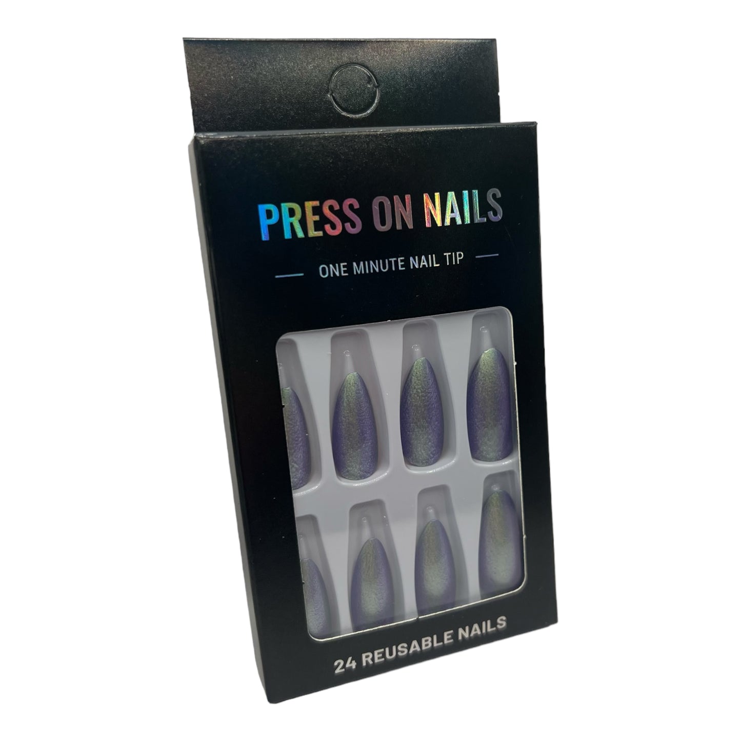 Press on Nails - Holographic Silver - Almond