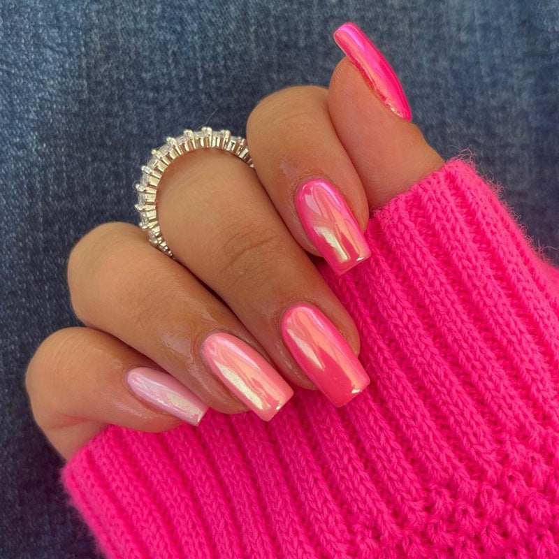 Press on Nails - Glossy Roze - Squared Oval