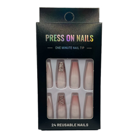 Press on Nails - Goud Glitter - Coffin