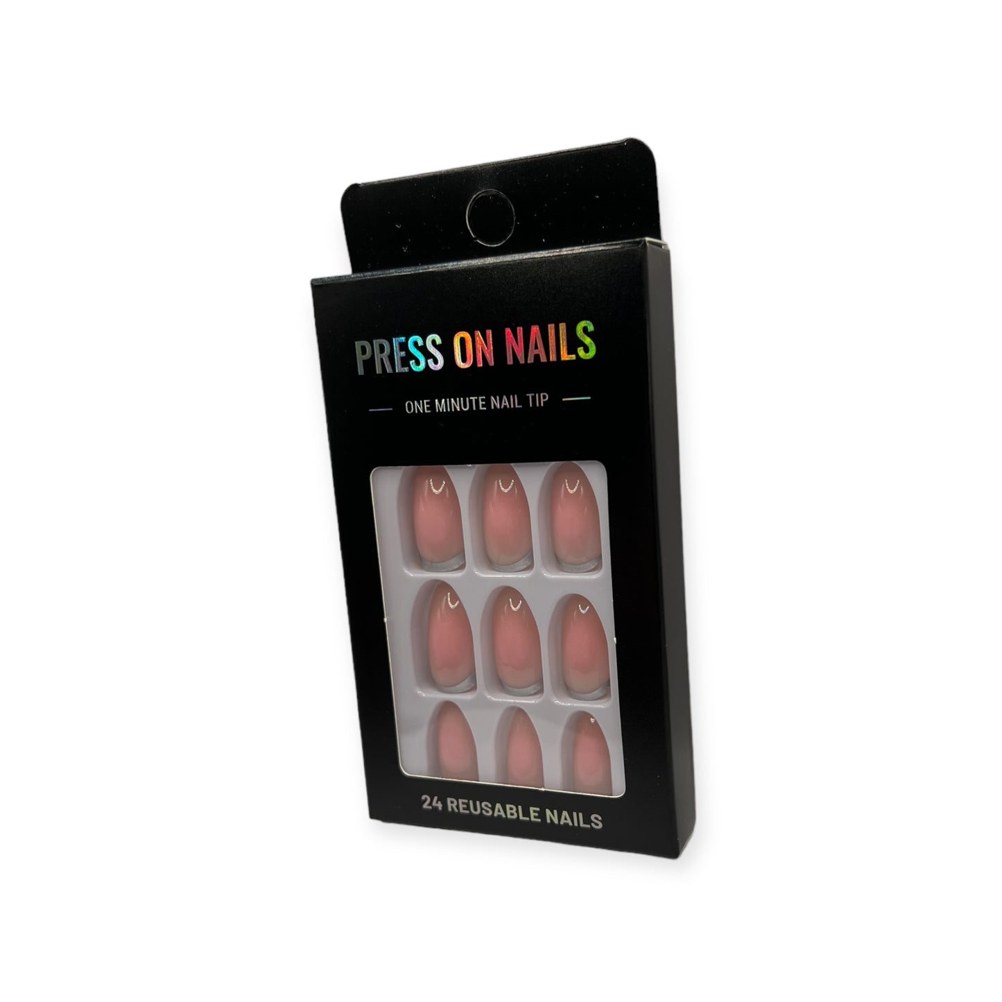 Press on Nails - Roze Zilver - Almond