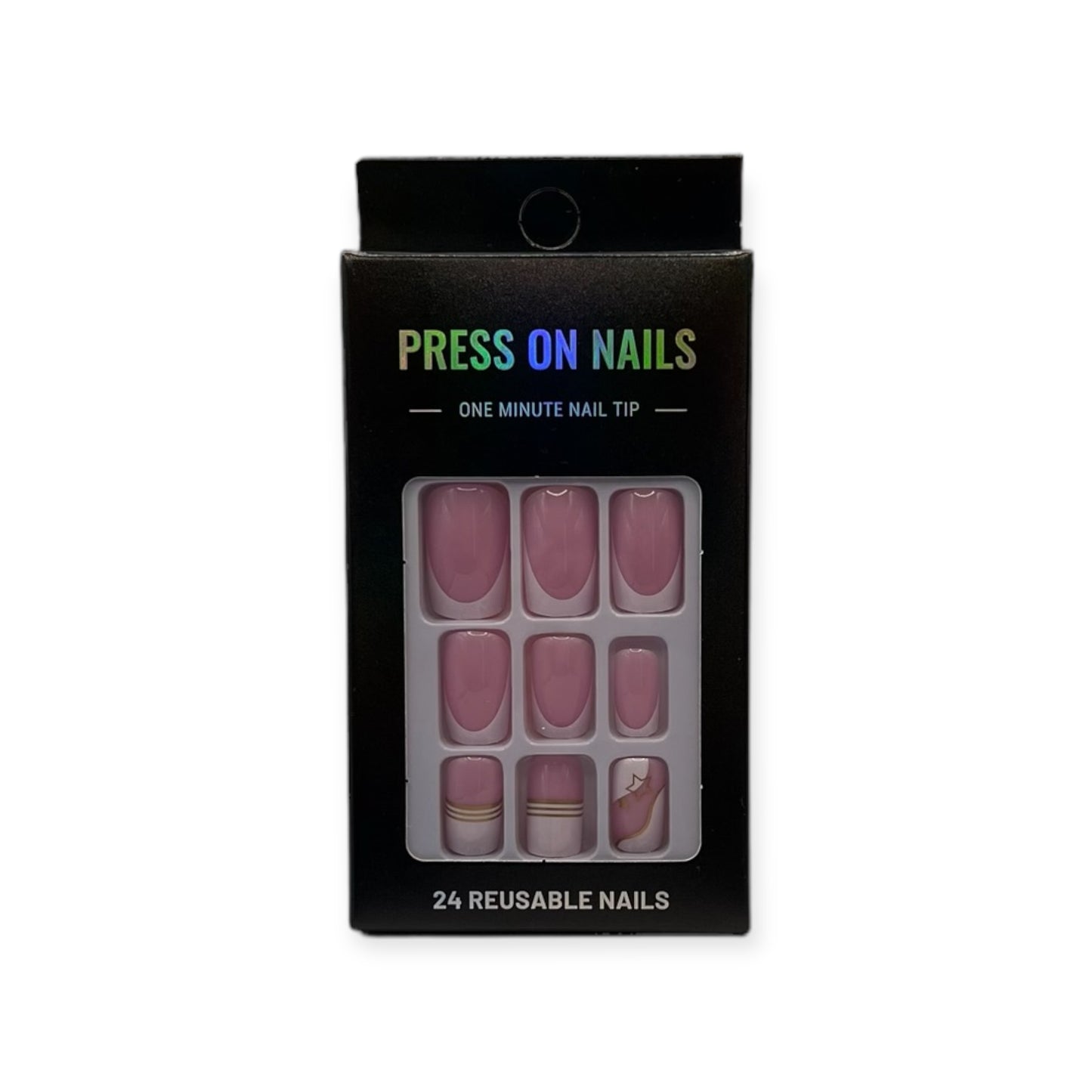 Press on Nails - Roze Wit - Short Oval