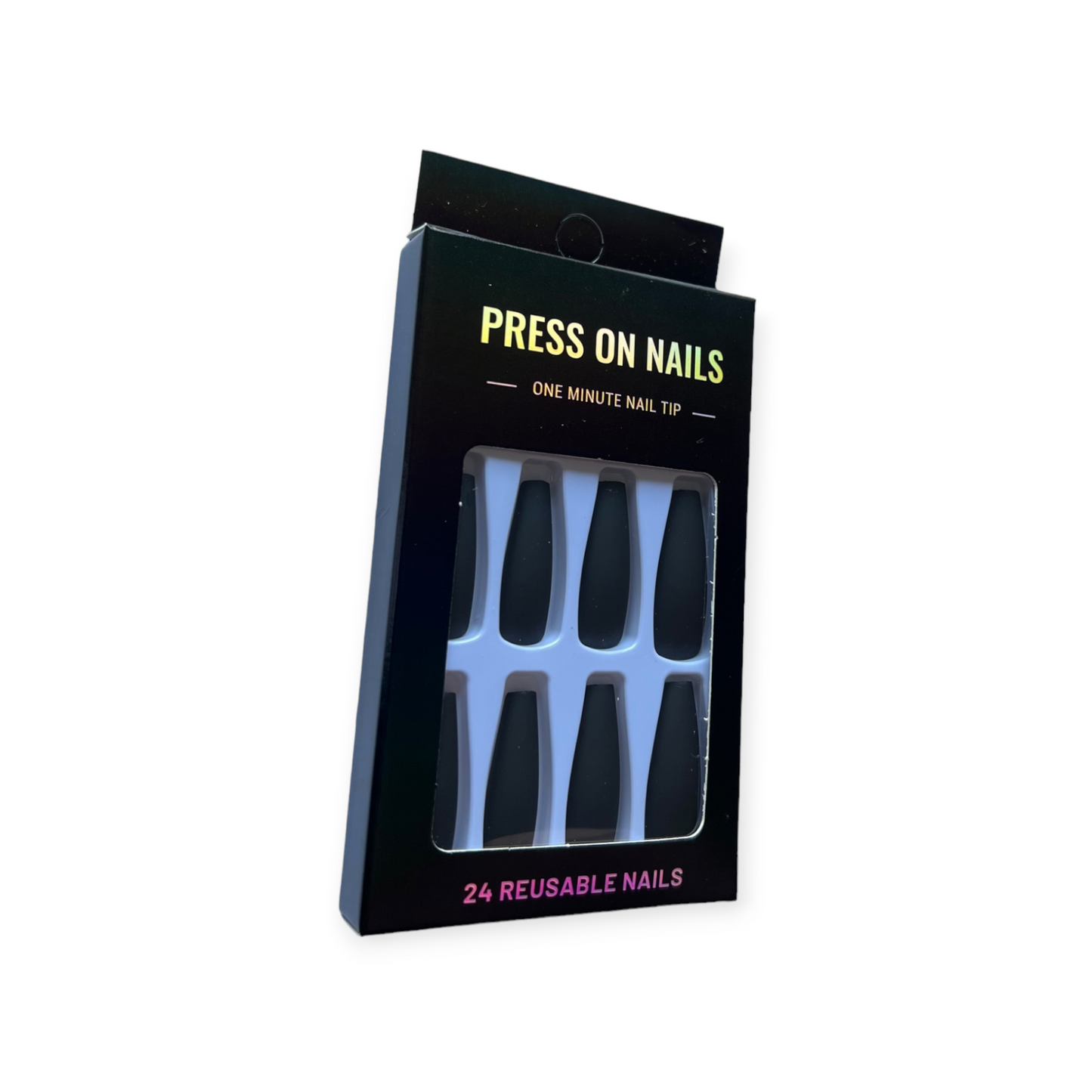 Press on Nails - Zwart Matte - Coffin