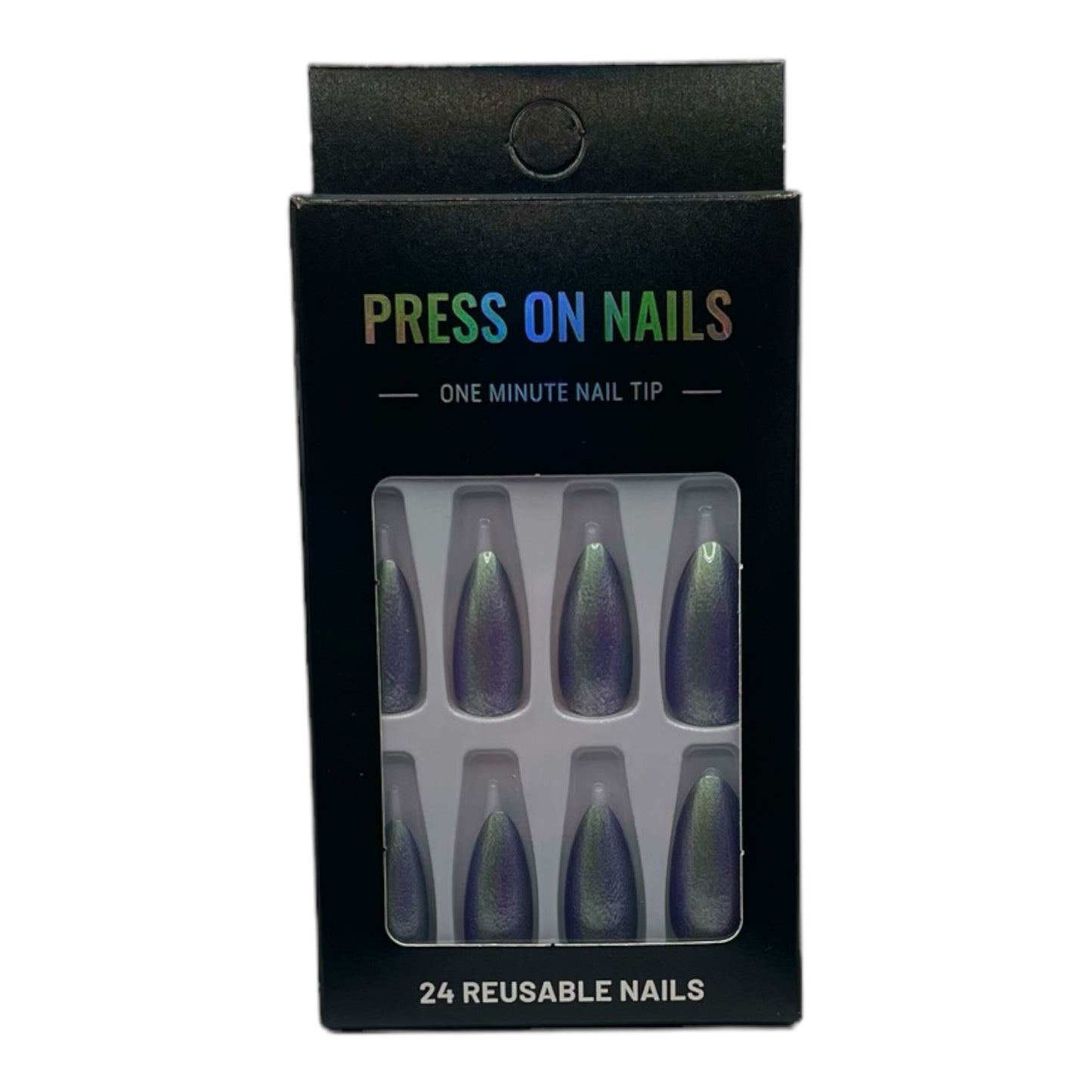 Press on Nails - Holographic Silver - Almond