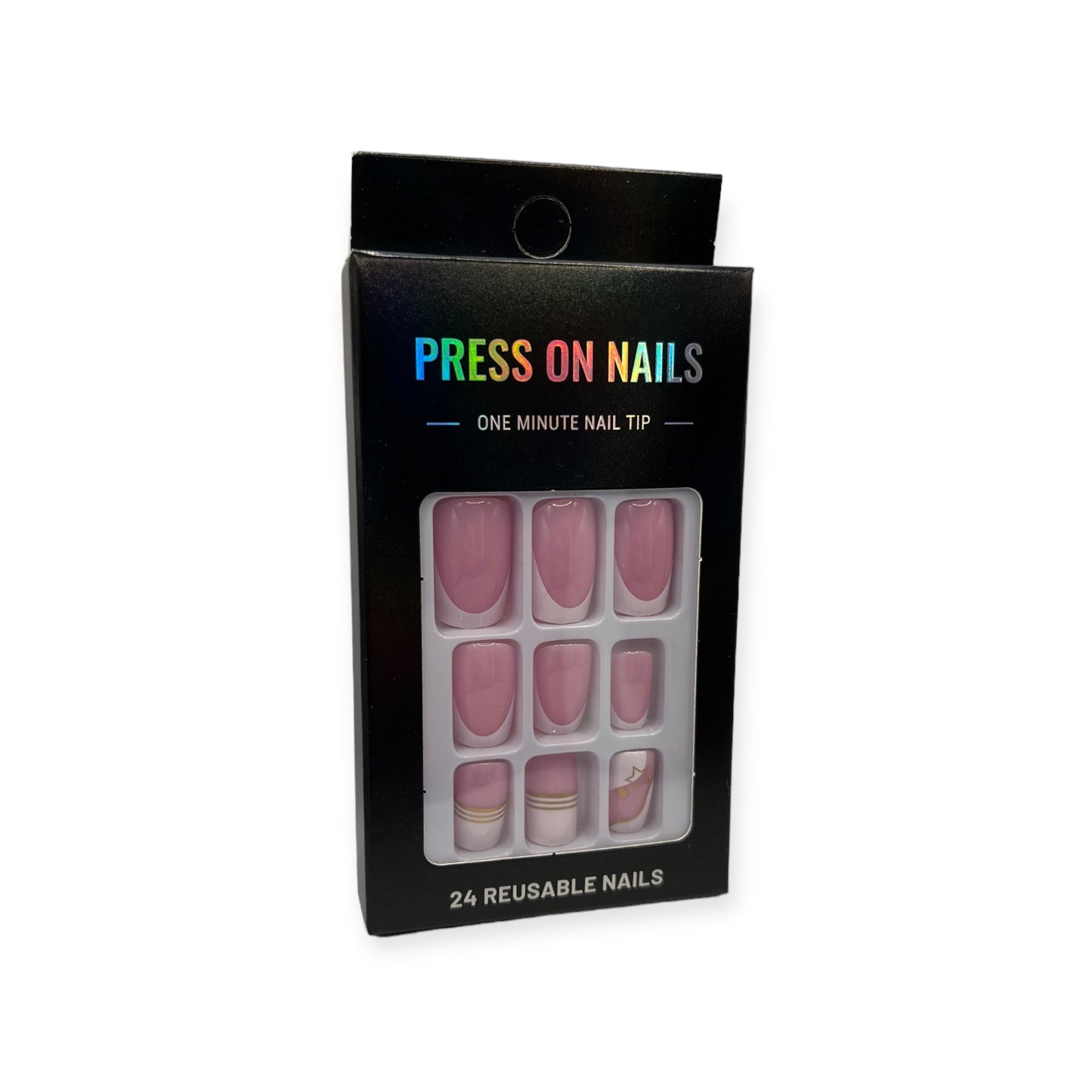 Press on Nails - Roze Wit - Short Oval