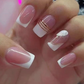 Press on Nails - Roze Wit - Short Oval