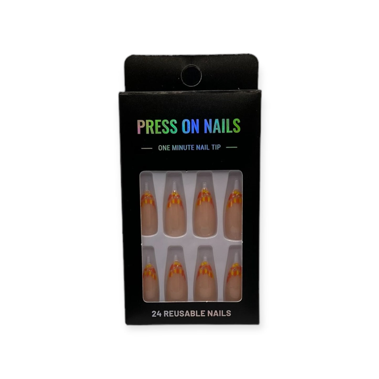 Press on Nails - Oranje Floral - Almond