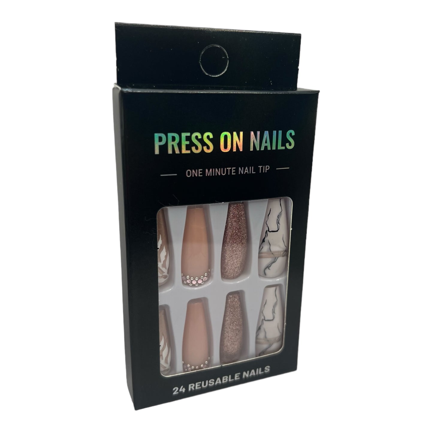 Press on Nails - Wit Goud - Coffin