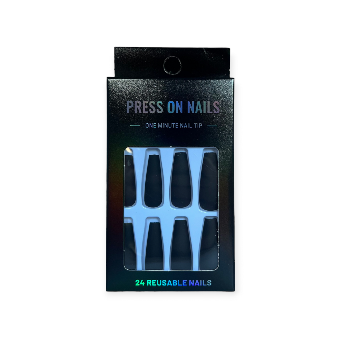 Press on Nails - Zwart Matte - Coffin