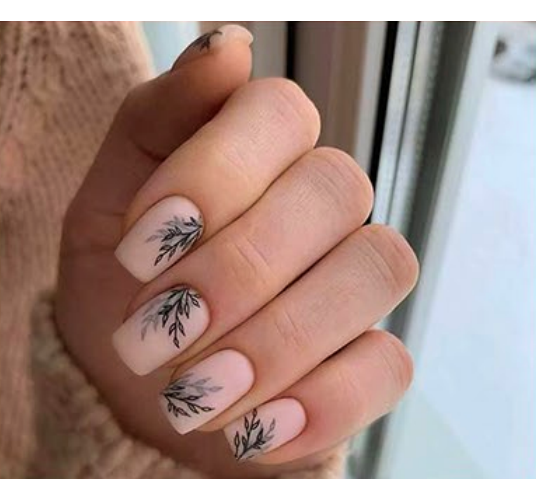 Press on Nails - Nude Floral - Short Oval