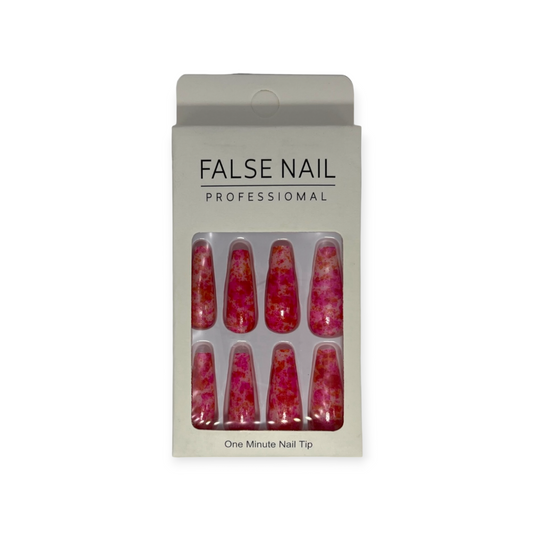 Press on Nails - Roze Marble - Long Coffin