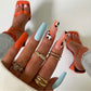 Press on Nails - Oranje en Wit - Coffin